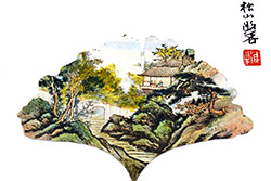Pintura china en la hoja del árbol