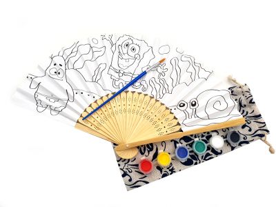 Abanico chino para pintar - Infantil - DIY - Bob Esponja