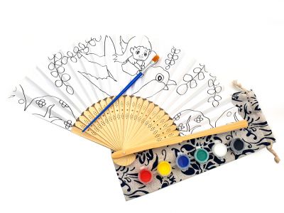 Abanico chino para pintar - Infantil - DIY - La chica del pájaro mágico