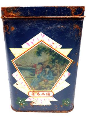 Alte chinesische Tee-Box - Blau - Landschaft