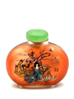 Alte Glas Schnupftabakflasche Chinesische Göttin