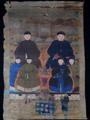 Ancianos Ancestros Chinos Dinastía Qing - Familia china de 6 personas