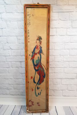 Antiguo marco de madera chino - Pintura - Diosa china 1