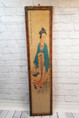 Antiguo marco de madera chino - Pintura - Diosa china 3