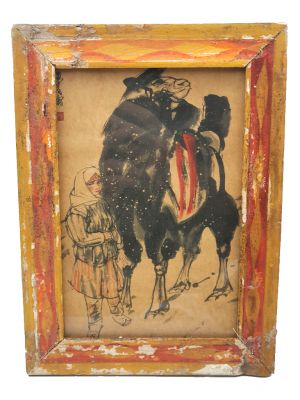 Antiguo marco de madera chino - Pintura - El camello
