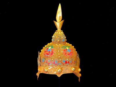 Antiguo Sombrero de teatro dorado - Emperador y Emperatriz - Casco de guerra - emperador