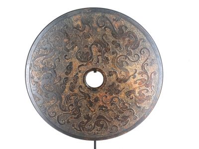 Bi-Scheibe aus Jade 40cm - Geschnitzt - mythische Tiere