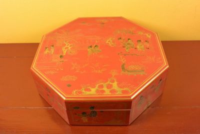 Caja de laca china - Rojo y oro