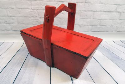 Chinesische Antike Box Roter hölzerner Korb