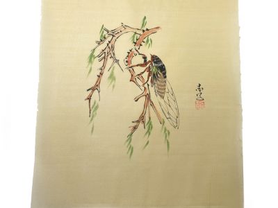 Chinesische Malerei auf Seide zum Rahmen - Das Insekt auf dem Ast