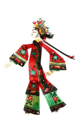 Chinesisches Theater - Marionetten Figur - Frau - Rot und Grün