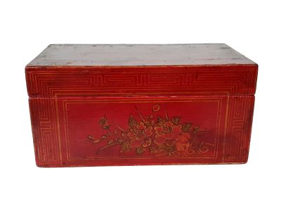 cofre chino antiguo de madera - Arcón Chino - Flor de cerezo - Ligeramente dañado