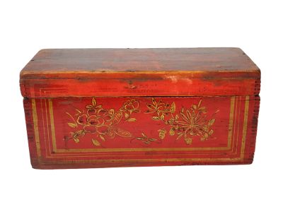 cofre chino antiguo de madera - Arcón Chino - Flores y mariposa