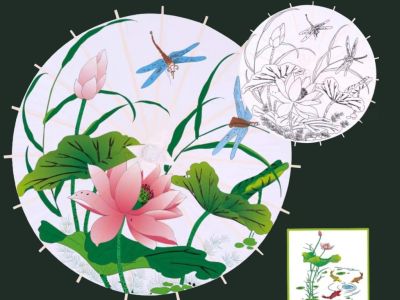 El paraguas para pintar - Infantil - DIY - Lotos y libélulas