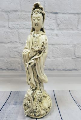 Estatua China Blanca - Porcelana Dehua - Diosa de pie