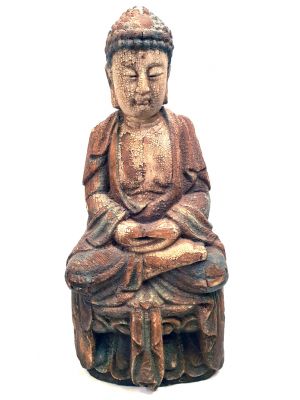 Estatua China de Madera Buda Lotus Posición