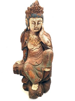 Estatua China de Madera Diosa Guan Yin Sarvanivarana