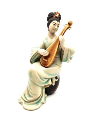 Estatua de porcelana - Revolución Cultural China - El músico - Laúd
