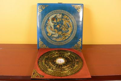Große Feng Shui Kompass Blau Drache und Phoenix