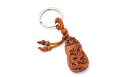 Feng Shui Schlüsselanhänger aus Holz - Der Drache und die Wolke