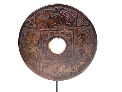 Grande disco Bi de Jade 30cm Dragones, tortugas y animales míticos
