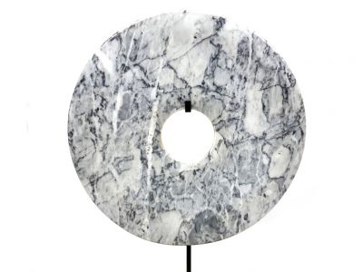 Grande disco Bi de Mármol 30cm - Blanco y gris