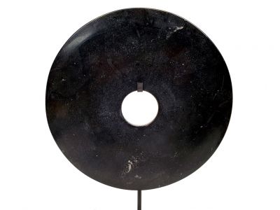 Große Bi-Scheibe aus Jade 25cm - Schwarz