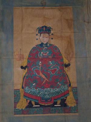 Großes Gemälde eines chinesischen Würdenträgers (ca. 70 Jahre alt) - Kaiserin
