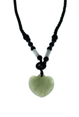 Halskette - Anhänger Jade Stein - Durchscheinend Grün Herz
