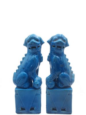 Perros de Fu de porcelana Azul