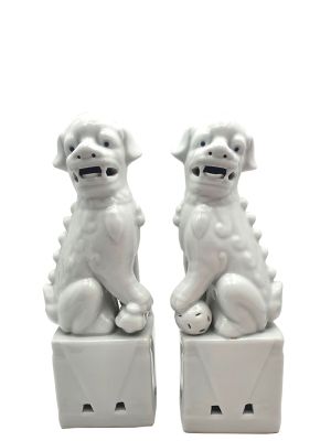 Perros de Fu de porcelana Blanco