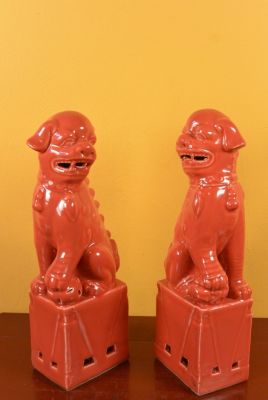 Perros de Fu de porcelana Rojo