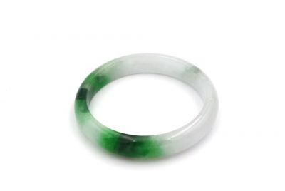 Jade-Armband Klasse A Weiß - Grün Spot