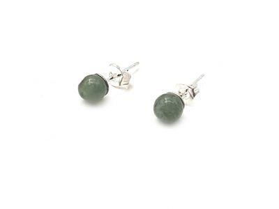 Jade Ohrringe Kleine Jadeperlen - 6 mm - grün