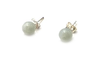 Jade Ohrringe Kleine Jadeperlen - 6 mm - Weiß