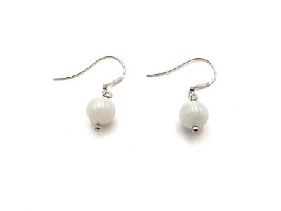 Jade Ohrringe Weiße Perle - 0,7 cm