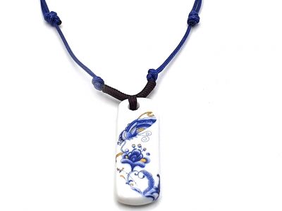 Joyería Cerámica Colección Blanco y Azul - Collar - China - Mariposa