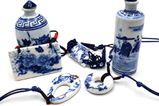 China - weiß und blau - Kollektion - Keramikschmuck