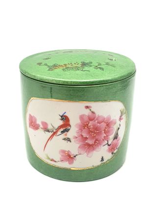 Kleine Chinesische Vase Porzellan - Farbig - Quemador de incienso - Pájaro en un cerezo