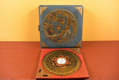 Kleiner Feng Shui Kompass Blau Drache und Phoenix