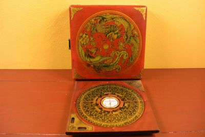 Kleiner Feng Shui Kompass Rot Drache und Phoenix
