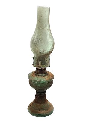 Lámpara de queroseno china antigua - Vidrio 2