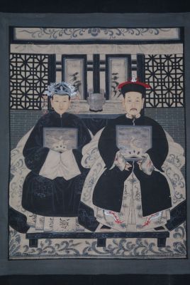 Moderne Chinesische Ahnenbilder Qing-Dynastie 2 Personen