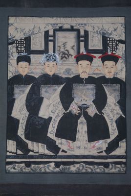 Moderne Chinesische Ahnenbilder Qing-Dynastie 4 Personen