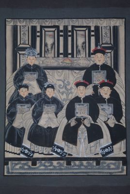 Moderne Chinesische Ahnenbilder Qing-Dynastie 6 Personen