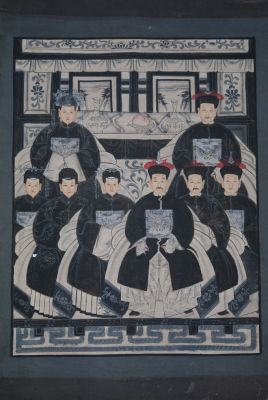 Moderne Chinesische Ahnenbilder Qing-Dynastie 8 Personen