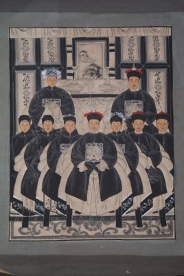 Moderne Chinesische Ahnenbilder Qing-Dynastie 9 Personen