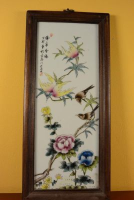 Panel de Madera y Porcelana - Aves en el árbol 5