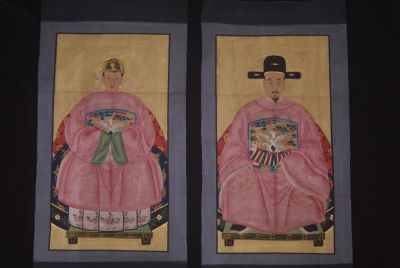 Pareja de ancestros Chinos Pintura China Rosa
