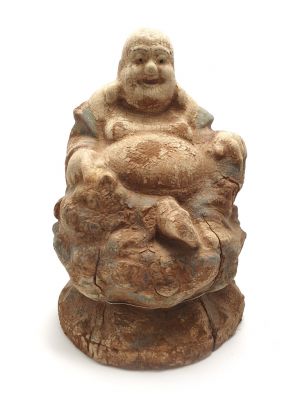 Pequeña Estatua de Madera Buda sonriente